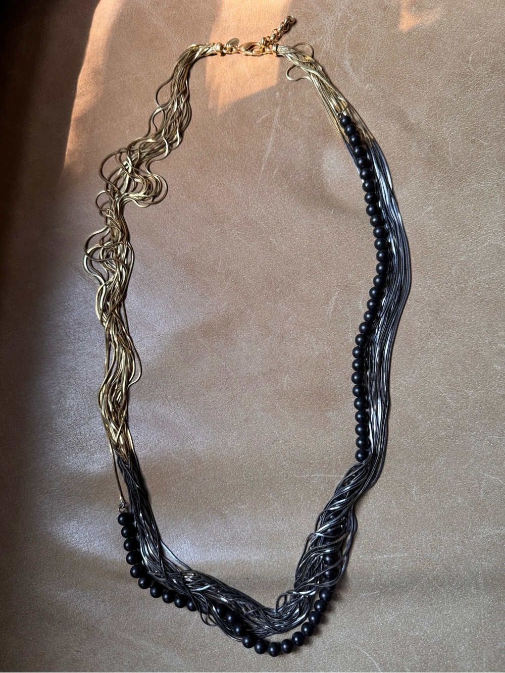 Iosselliani Multi-Strand Black and Gold ombré Beaded Women's Necklace layering